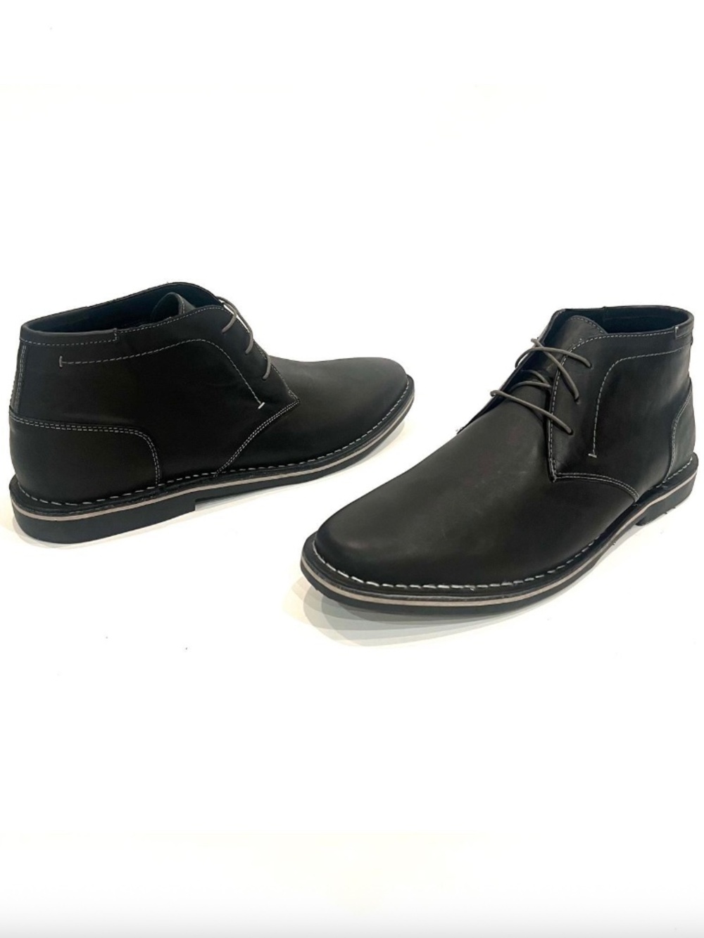 Steve Madden Harken Black Leather Chukka Lace Up Boots Mens 17 NEW